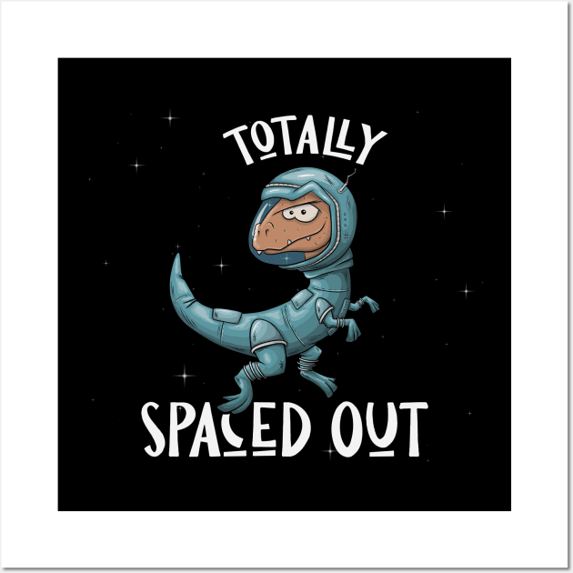 Spaced Out Dinosaur Astronaut in Outer Space Velociraptor Wall Art by SkizzenMonster